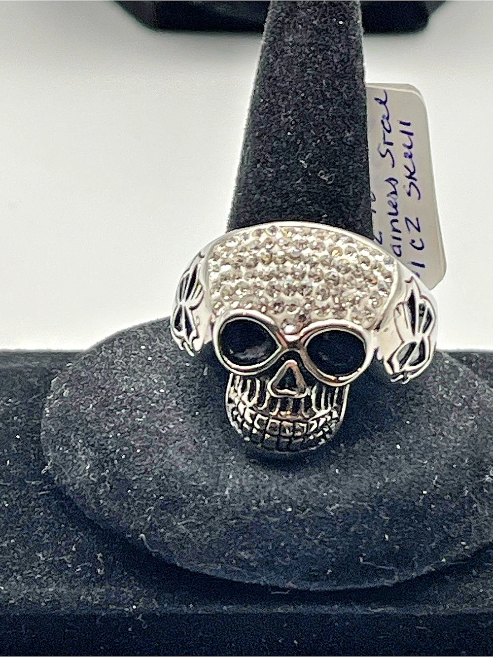 Skull Statement Ring Stainless Steel with CZās. Size 10